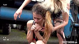 Taboo, sick triad with a slut and a pervert father