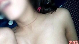 Cowgirl riding of real Indian couple finishes with creampie