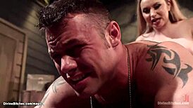 Tits squirting MILF dominates and assfucks with strapon