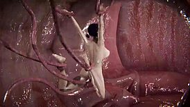 Wet and wild: Full movie of lady bug getting penetrated by slimy tentacles!