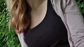 Attractive Teen Girl Enjoys Park Stroll in Skirt