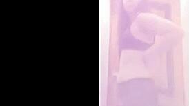 girl dances striptease and undresses completely