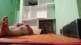 Watch this bhabhi having secret sex at home with kissing and riding.
