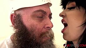 Busty inked hottie misha montana rides two cocks in cowgirl and doggystyle, taking double blowjobs.