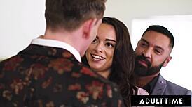 I can't believe my bisexual boss gave me a facial with her boyfriend's help in this wild MMF threesome!