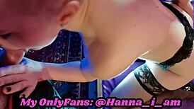 Two men with hard cocks fuck Russian Hannah's mouth in close-up reality orgy