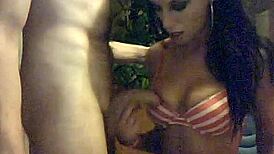 I saw this latina couple doin' webcam sex with blowjob homemade.