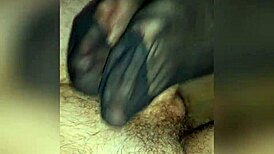homemade footjob teasing with nylon socks