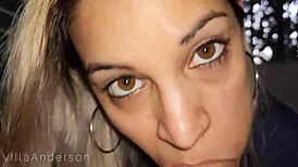 Oiled cowgirl anal after balcony blowjob