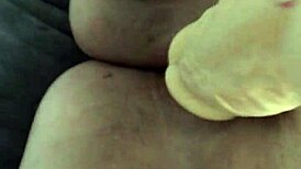 i got my slut wife to ride a big dildo, she's so bbw and chubby, it was intense