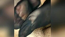 homemade footjob teasing with nylon socks