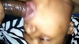 Amateur b gives sloppy blowjob to cock again