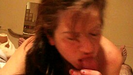 She gives me a blowjob and swallows my cum