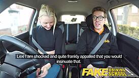 Fake Driving Lesson Ends in Surprise Squirting Orgasm and Creampie