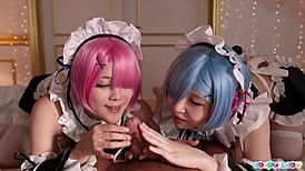 魅惑的なRem＆RamコスプレでNagiとAyaのベストセックス