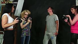 Can you believe this milf throating cock in cfnm? Other milfs take pics of the blowjob handjob sucking.