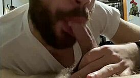 Sloppy deepthroating cum-filled blowjob in pov gay scene