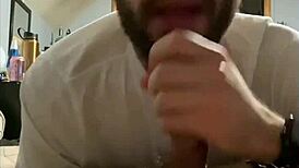 Sloppy deepthroating cum-filled blowjob in pov gay scene