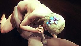 Genshin Impact hentai with Lumine doing handjob and 69 action