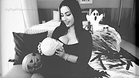 Cum in mouth: POV Morticia Addams fucking from behind