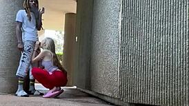 First Time Sucking Hard Outside with Strangers