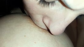 Naughty housekeeper teases my nipples behind husband's back