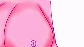 hey, watch this cute anime babe strip naked and show her big tits