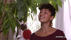 ersties lexi rubs oil and slams huge dildo in wild session