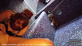 Curious Camera Girl Gets Her Pussy Licked Deep In Steamy Sauna Session