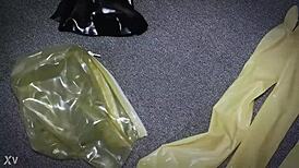 Hey, check me in 3 layers of latex with 4 glove layers and gasmask for self-bondage! 😈