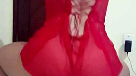 curly haired blonde dances funk in lingerie