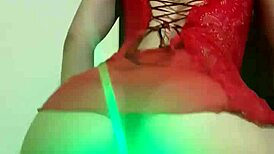 curly haired blonde dances funk in lingerie