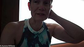 I can't get enough of Aurora Willows stretching in those tight yoga pants