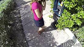 Courtney Loxx sucks a massive cock roughly for cash.