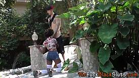 Tiny Black Babe Devours Massive White Cock in Hardcore Scene