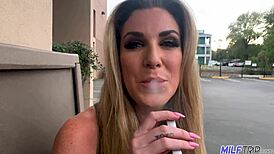 Blonde Milf's Shaved Pussy Stuffed With Hard Cock