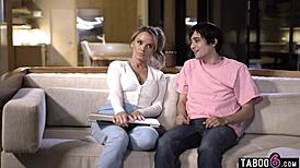 Pristine Edge's stepmom MILF dives into muff licking with her stepson all night