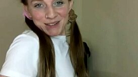 Watch a young amateur with natural tits tease and pleasures her on camera