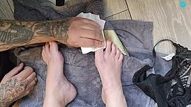 close up foot worship