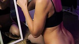 Beautiful girl in cat ears cosplay sucking dildo and riding it passionately