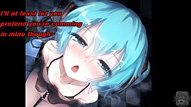 Miku from anime guides edging and cum eating instructions