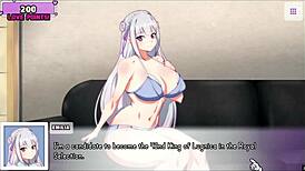 Innocent elf emilia from re-zero tries big cock in first time couch casting
