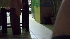 jerking off in the living room while mom cooks