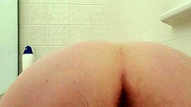 mature woman bathing in fun shower session