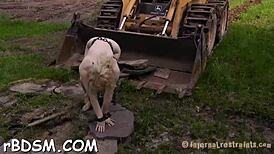 Beauty Wears Iron Helmet in Hardcore Vagina Drilling