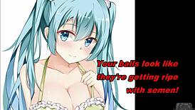 Miku from anime guides edging and cum eating instructions