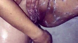 amateur shaves pussy for intense sex with stepfather in shower