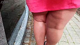 homemade milf gets her shaved pussy fucked outdoors and throats cock