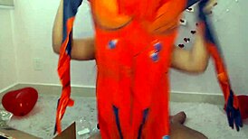 trying out my first cosplay outfit on webcam