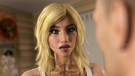 فتاة دراجة تصرخ، ادقني أقوى! بينما ابن زوجها وصديقتها يتناوبان. جانبها كربة منزل ينتهي في السجن، مدقوقة من قبل الضباط.